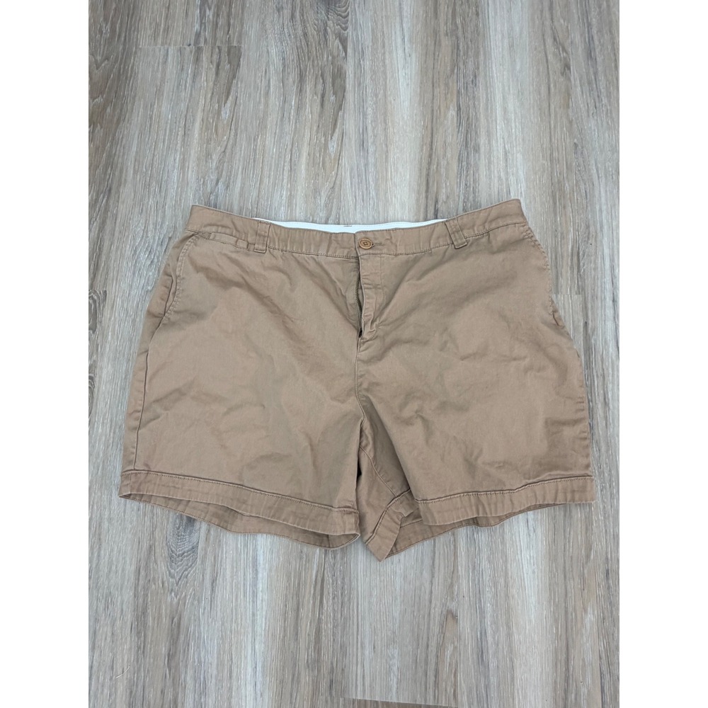 Lane Bryant Chino Shorts Womens 20 Tan Excellent Elastic Waist Stretch Twill